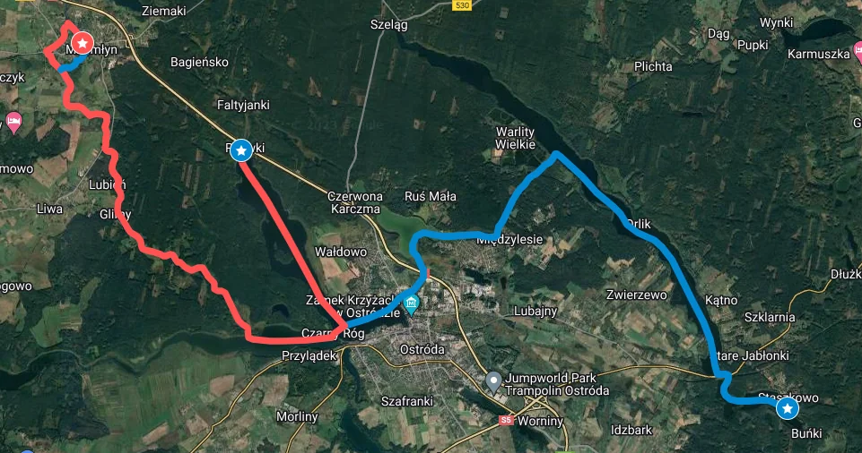 Zdjęcie trasy Jeziora i Śluzy – Stare Jabłonki – 38,5 km (20 km + 18,5 km) 1